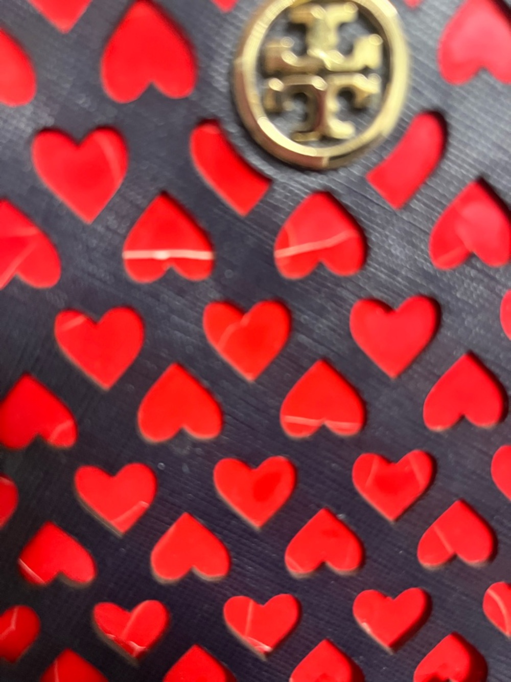 Tory Burch Black Tote with Red Heart Cutouts - Picture 7 of 15